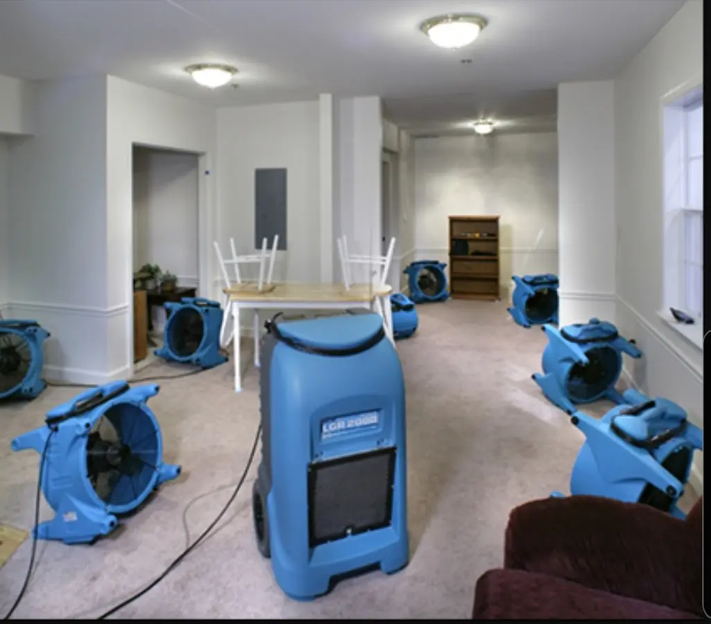 Air movers and dehumidifier setup for Water Extraction & Removal in Whispering Pines