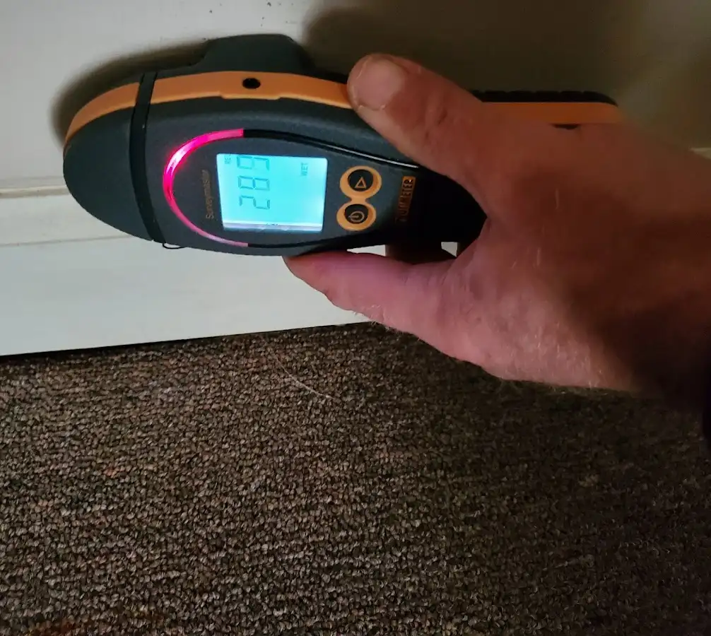 Moisture detection at baseboard during Sewage Cleanup & Sanitation in Whispering Pines